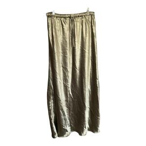 TopShop Metallic shiny olive green color Maxi Skirt Tie Waist size 8 NWT